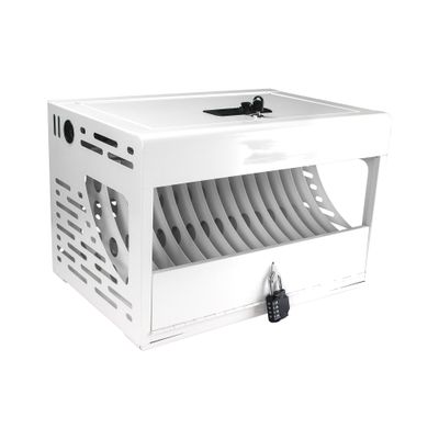 16-Bay Charging Cabinet for Laptops and Tablets, Secure LockBox with Integrated Cable Management, Fits 15.6" Screens and 1.2" Thick Devices, Fully Assembled, Cold Rolled Steel Construction (White)