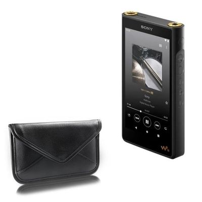 BoxWave Case Compatible with Sony Walkman (NW-WM1AM2) - Elite Leather Messenger Pouch, Synthetic Leather Cover Case Envelope Design - Jet Black