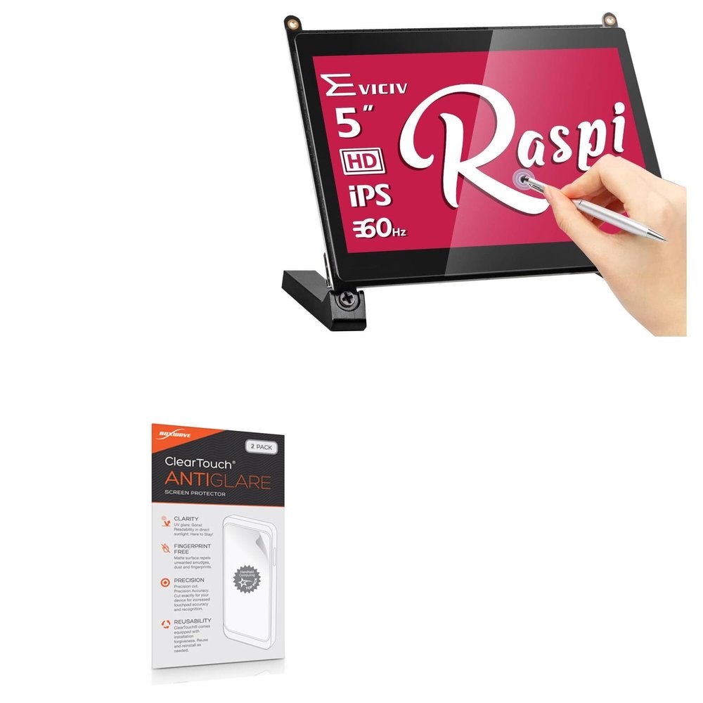 BoxWave Screen Protector Compatible with EVICIV Raspberry Pi 4 Touchscreen Monitory (5 in) - ClearTouch Anti-Glare (2-Pack), Anti-Fingerprint Matte Film Skin