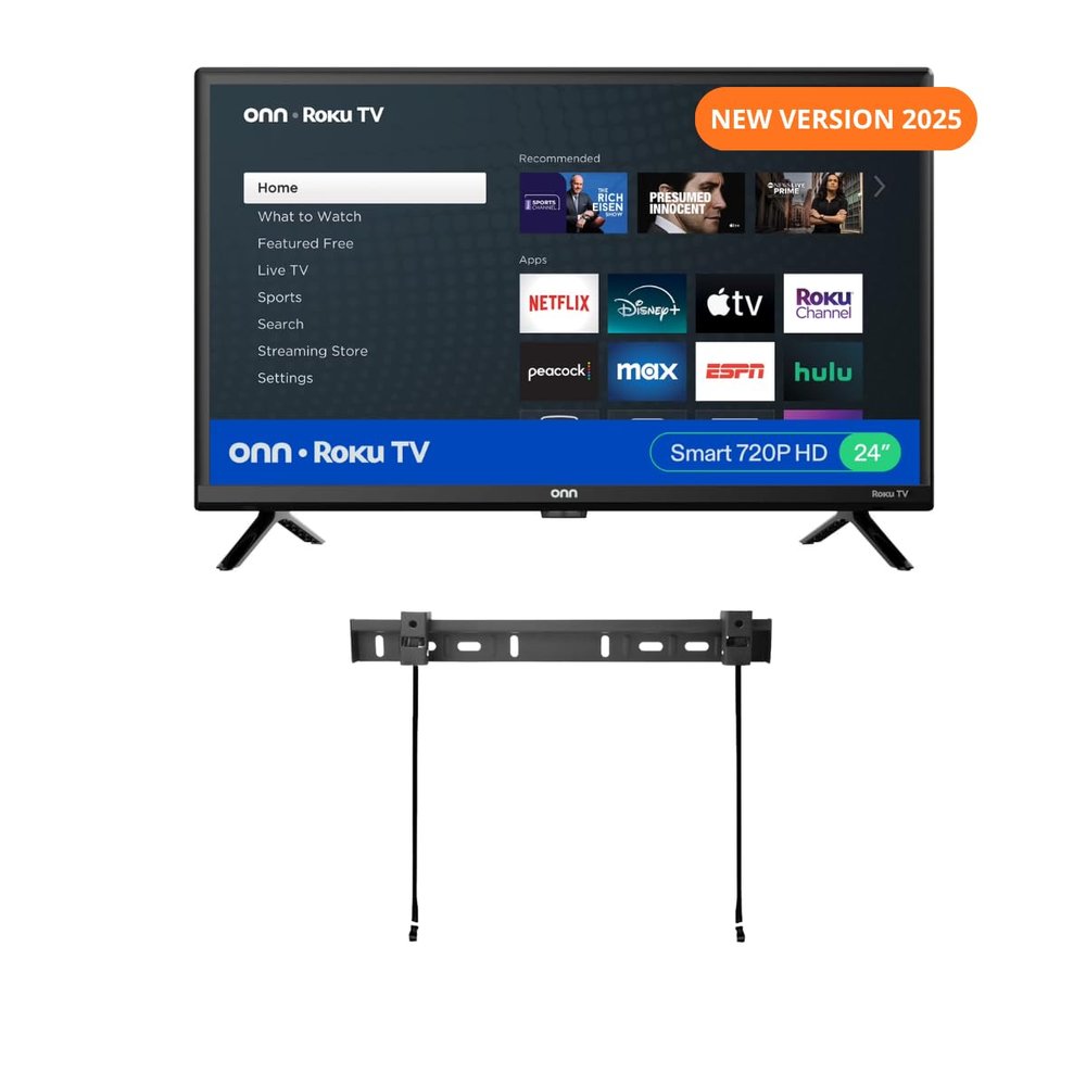 ONN 24-Inch Class HD 720p Smart TV + Free Wall Mount with Wi-Fi Connectivity and Mobile App | Flat Screen TV | Compatible with Home Kit | Alexa and Google Assistant (Renewed)