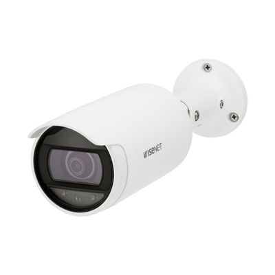HANWHA ANO-L7012R Wisenet IR Bullet Camera, White; 4MP Resolution; 1/3" CMOS Sensor; IR Visibility Up to 65.6 feet; Micro SD/SDHC/SDXC Onboard Memory Slot Up to 128GB; IP66; Fixed Focus