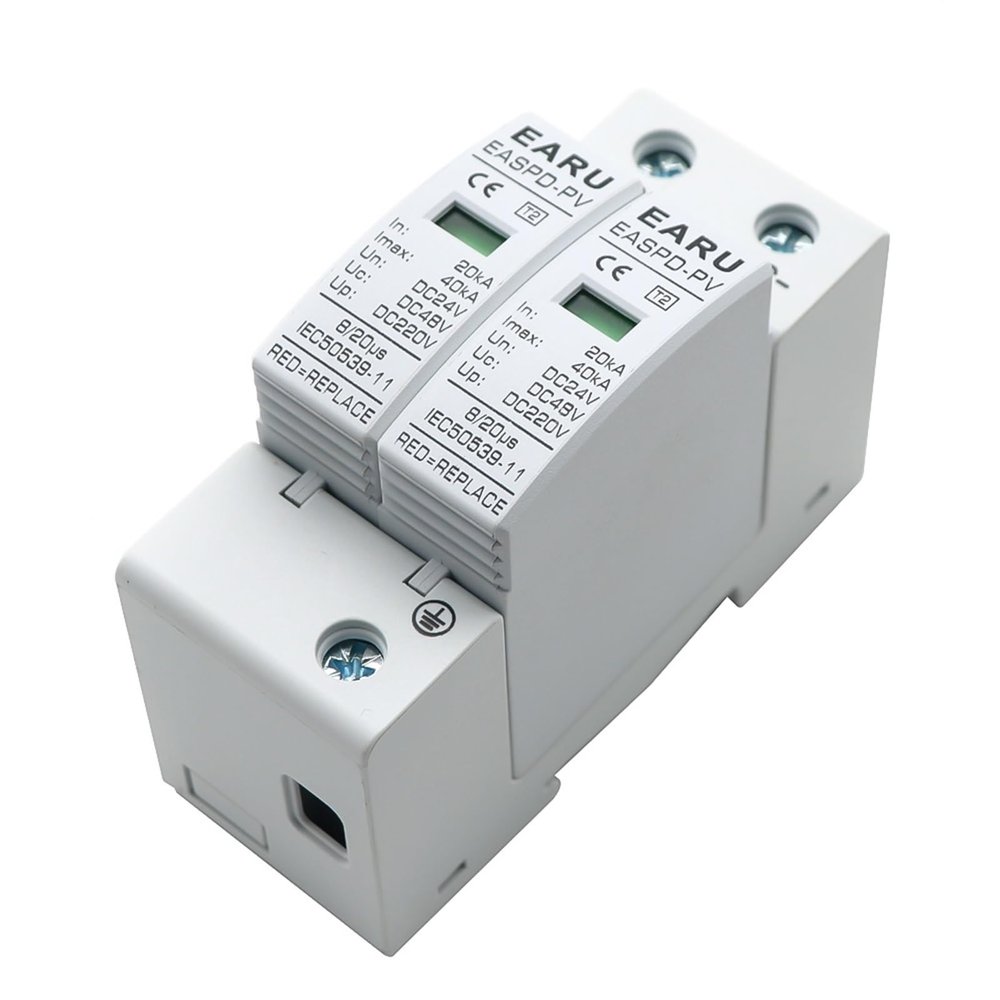 10pcs Photovoltaic DC SPD 2P/3P DC12V 24V 48V 10KA~20KA 20KA~40KA 40KA~60KA Surge Protector Protective Device Lightning Protection (Size : 3P, Color : DC12V 30-60KA)