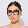 ICARA 3 Pack Oversized Square Reading Glasses for Women Fashion Oprah Style Blue Light Blocking Computer readers (Black+Green/Blue+Red, 0.0, multiplier_x) view 3
