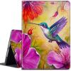 CGFGHHUY for Fire HD 10 Tablet Case (7th/9th Generation 2017/2019 Release 10.1 inch Lightweight Protective PU Leather Smart Stand Cover with Auto Wake Sleep - Floral Flower Hummingbird view 1
