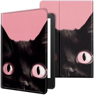 CGFGHHUY Case for All-New Kindle 11th Generation 6 inch 2022 Lightweight Protective Smart Stand Cover with Auto Wake Sleep Case for Kindle 2022 11th Gen E-Reader - Black Cat Pink