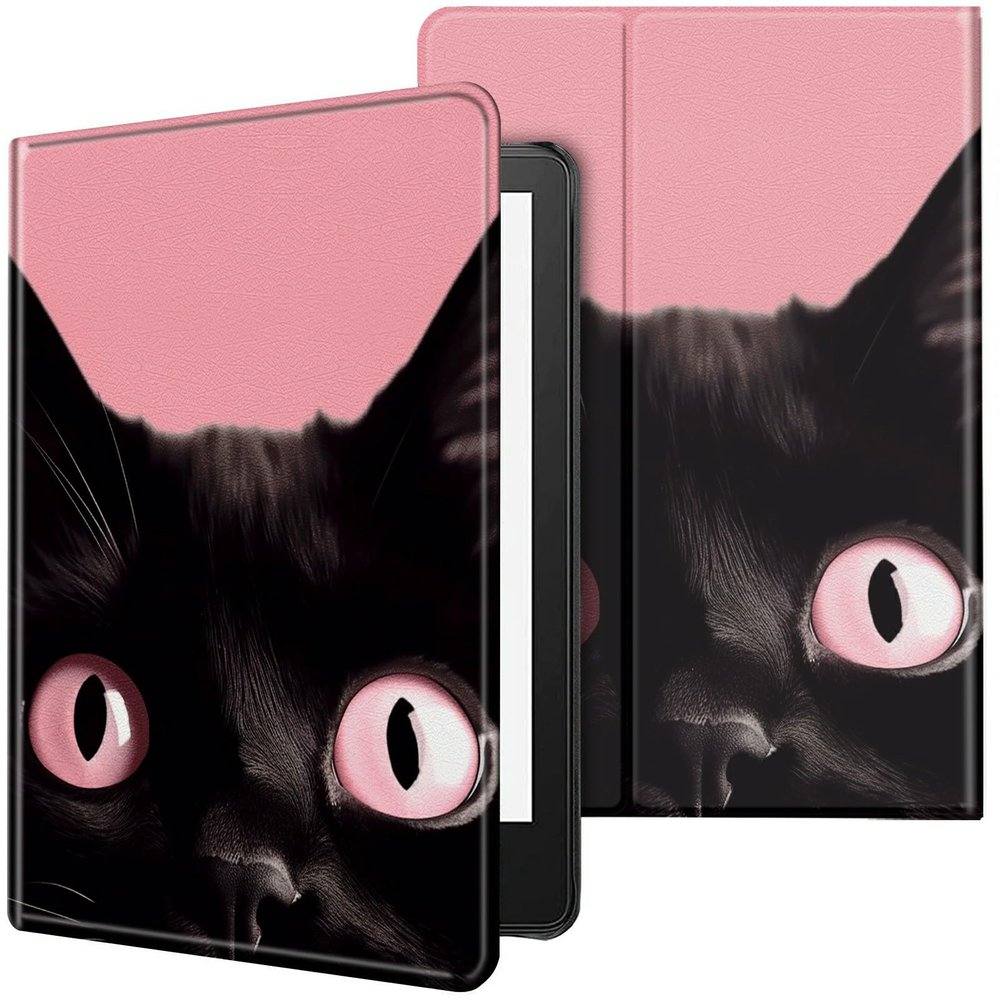CGFGHHUY Case for All-New Kindle 11th Generation 6 inch 2022 Lightweight Protective Smart Stand Cover with Auto Wake Sleep Case for Kindle 2022 11th Gen E-Reader - Black Cat Pink