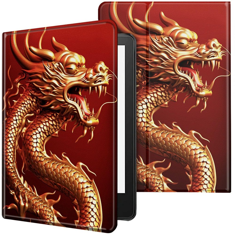 CGFGHHUY Case for 6.8 inch Kindle Paperwhite 11th Generation 2021/Kindle Paperwhite Signature Edition Lightweight Protective Smart Stand Cover with Auto Wake Sleep - Golden Dragon