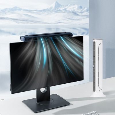 QCHIAN Monitor Clip On Fan, Bladeless Computer Fan Personal Cooling Fan for Office, Quiet USB Desk Fan Small Tower Fan for Desk, Suitable for Flat and Curved Monitor, Laptop (Color : Blue)