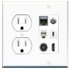 RiteAV Cat7 Coax HDMI Phone Toslink USB-C Wall Plate - Tamper Proof White view 1