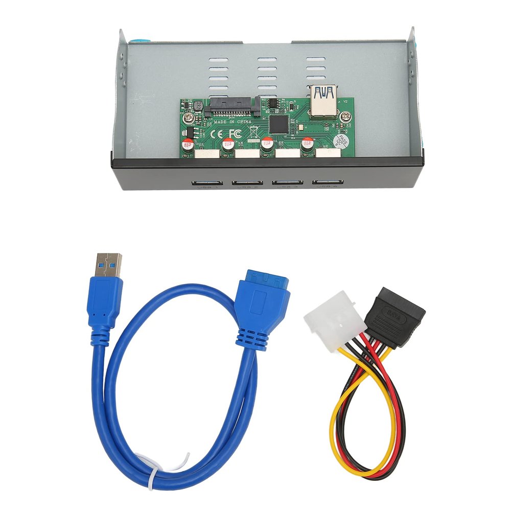 Zopsc 5.25in 4 USB 3.1 Front Panel Hub, Aluminum Durabl10Gbps High Speed Front Panel USB Hub for Computer Desktop, for Notebook, for Laptop, Compatible with 7/8/10