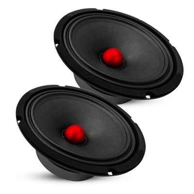 5 CORE 8" Subwoofer Speaker Pair 500W RMS Car Audio Sub Woofer w Aluminum Bullet 4 Ohm Mid Range Deep Bass Replacement Driver - MR 8 BLT R 4oHM 2PCS