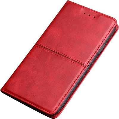 BRART Case for iPhone 14/14 Plus/14 Pro/14 Pro Max,Leather Wallet Flip Folio Case,Kickstand Card Holder Magnetic Buckle Shockproof Protective TPU Inner Shell (Color : Red, Size : 14 6.1")