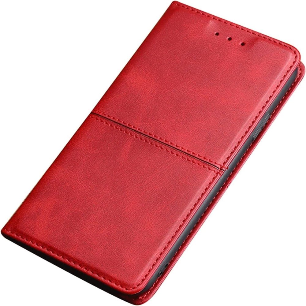 BRART Case for iPhone 14/14 Plus/14 Pro/14 Pro Max,Leather Wallet Flip Folio Case,Kickstand Card Holder Magnetic Buckle Shockproof Protective TPU Inner Shell (Color : Red, Size : 14 6.1")