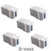 5-Piece USB 3.0 Straight trapezoidal Female to Female Coupler Plug-in Wall Panel Connector Module - White view 2
