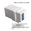 5-Piece USB 3.0 Straight trapezoidal Female to Female Coupler Plug-in Wall Panel Connector Module - White view 3