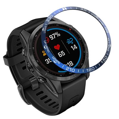 TPUOTI Steel Protection Bezel Ring Case For Garmin Fenix 7 7X Fenix7 Watch Speed Adhesive Anti Scratch Metal Tachymeter Cover Frame (Color : Blue, Size : 22mm For Fenix 7)