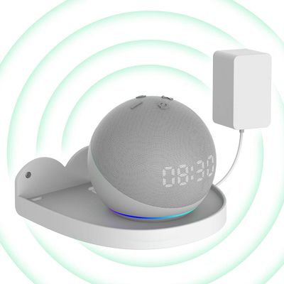 ZahoTse JT01 for Amazon Echo Dot 4 / Echo Dot 5 Holder Wall Mount Echo Dot 5 Stand Echo Dot 4 Holder Accessories, Speaker Accessories Rack (Amazon Echo Dot 4 / Echo Dot 5, White)