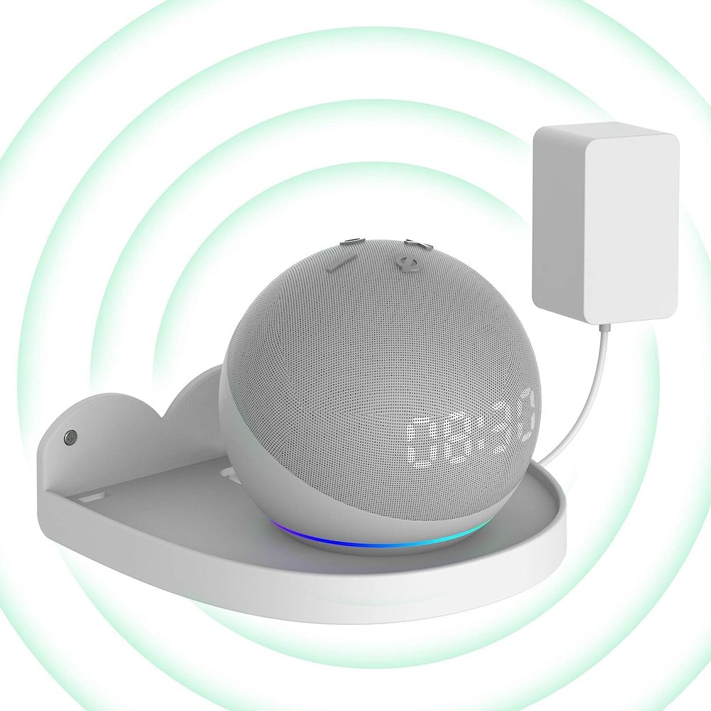 ZahoTse JT01 for Amazon Echo Dot 4 / Echo Dot 5 Holder Wall Mount Echo Dot 5 Stand Echo Dot 4 Holder Accessories, Speaker Accessories Rack (Amazon Echo Dot 4 / Echo Dot 5, White)