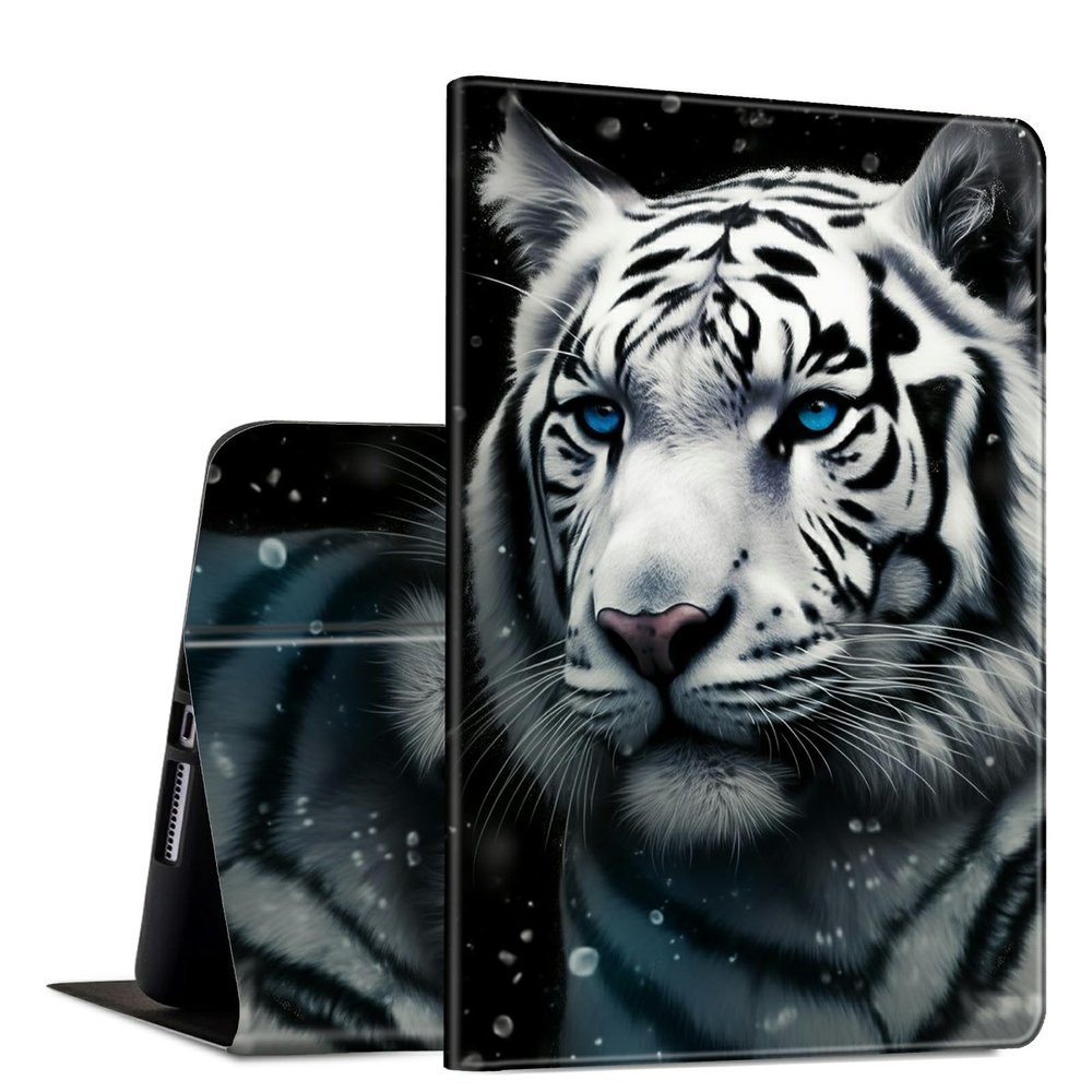 Case for Galaxy Tab S7 FE 5G/S8 Plus/S7 Plus 12.4" Tablet PU Leather Slim Folio Lightweight Cover with Smart Auto Wake/Sleep Protective Case for Samsung Tab S7 FE 2021/S8+ 2022/S7+ 2020,Cool Tiger