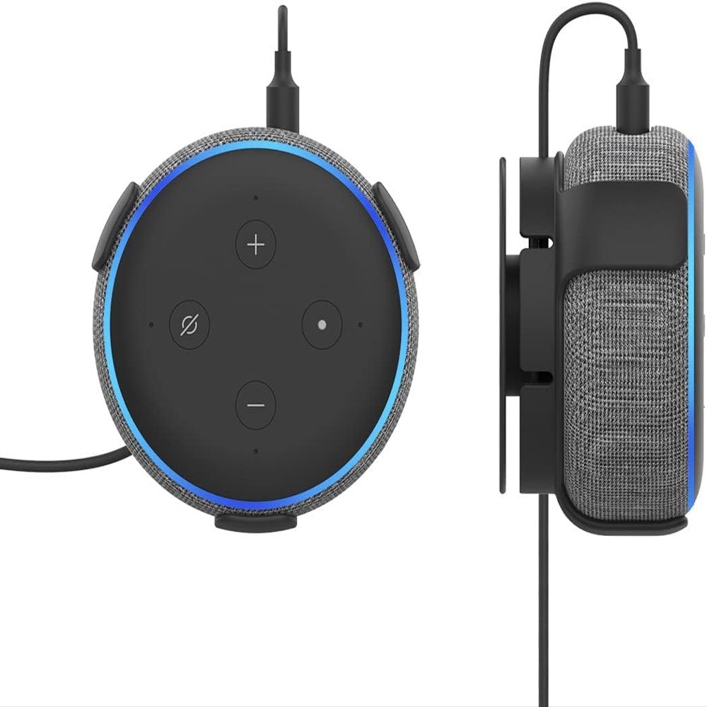 ZahoTse PT62-E for Amazon Echo Dot 3rd / Google Home Mini Holder Wall Mount Echo Dot 3rd Stand Holder Accessories, Amazon Echo Dot 3rd / Google Home Mini Speaker Accessory Rack (2 Pieces, Black)