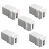 5-Piece USB 2.0 Straight trapezoidal Female to Female Coupler Plug-in Wall Panel Connector Module - White view 1