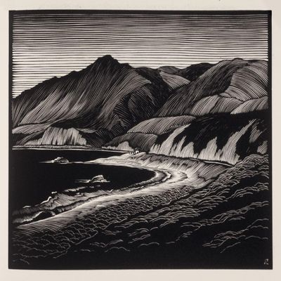 Paul Landacre : Hills and the Sea : Archival Quality Art Print