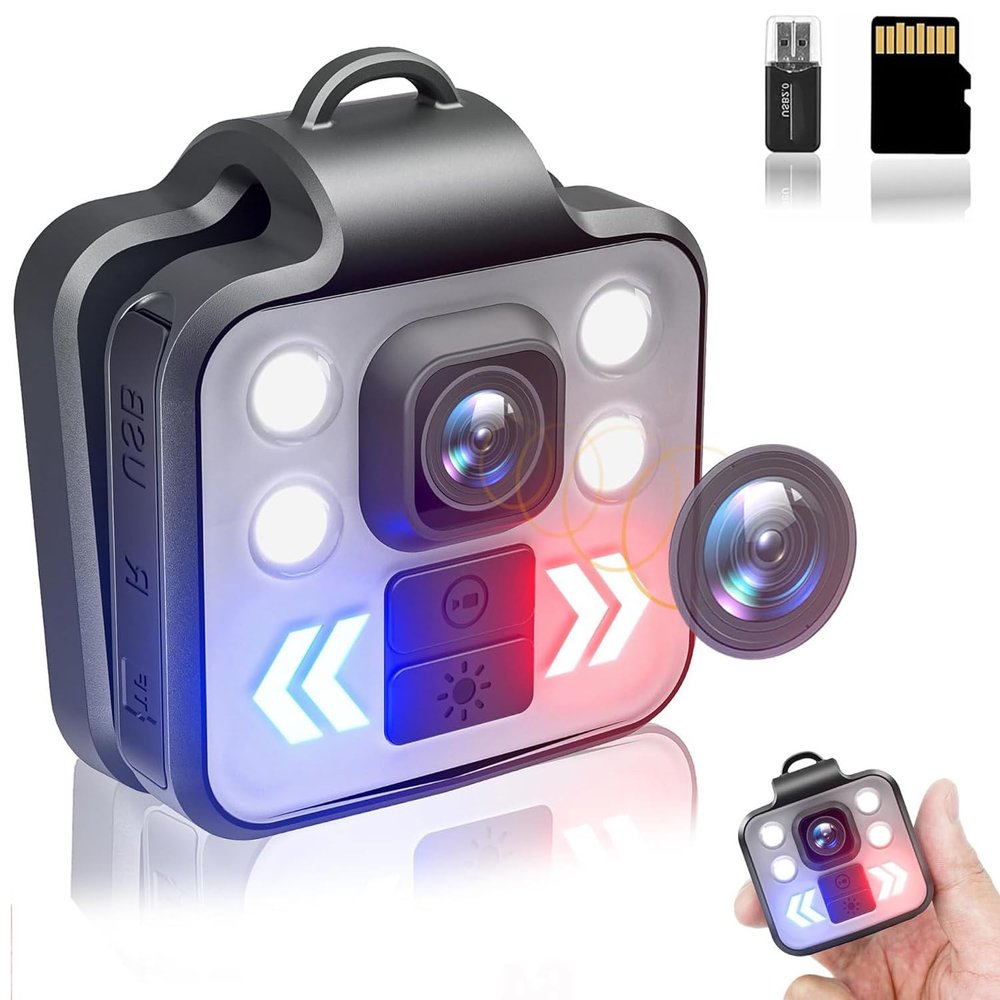 TANGMI Mini Body Camera with Audio and Video Recording, 1080P Portable Video Recorder Outdoor Sports Wireless Wearable Camera, 3 Led Modes Flashlight HeadLamp Waterproof Cam with Time Stamps