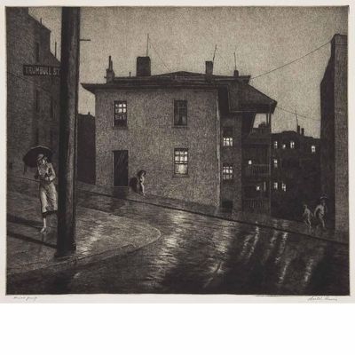 Martin Lewis : Trumbull Street : 1934 : Archival Quality Art Print