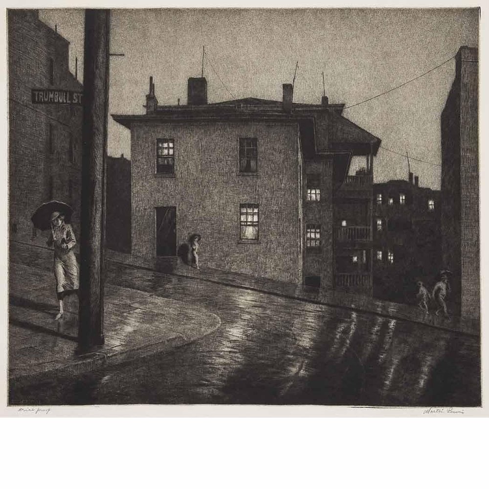 Martin Lewis : Trumbull Street : 1934 : Archival Quality Art Print