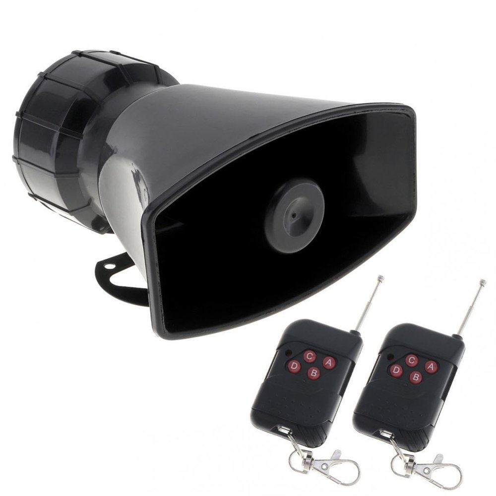 ePathChina 7 Tone Sound Loud Car Siren Vehicle Horn Hooter/Ambulance/Siren/Traffic Sound with Black Remote Controller 12V 100W (2PCS Remote Controller)