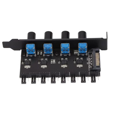 PWM Fan Hub, 8 Channel 4 Knob Speed Controller for PC Case VGA Water Cooling System, Reduce Noise Power Consumption
