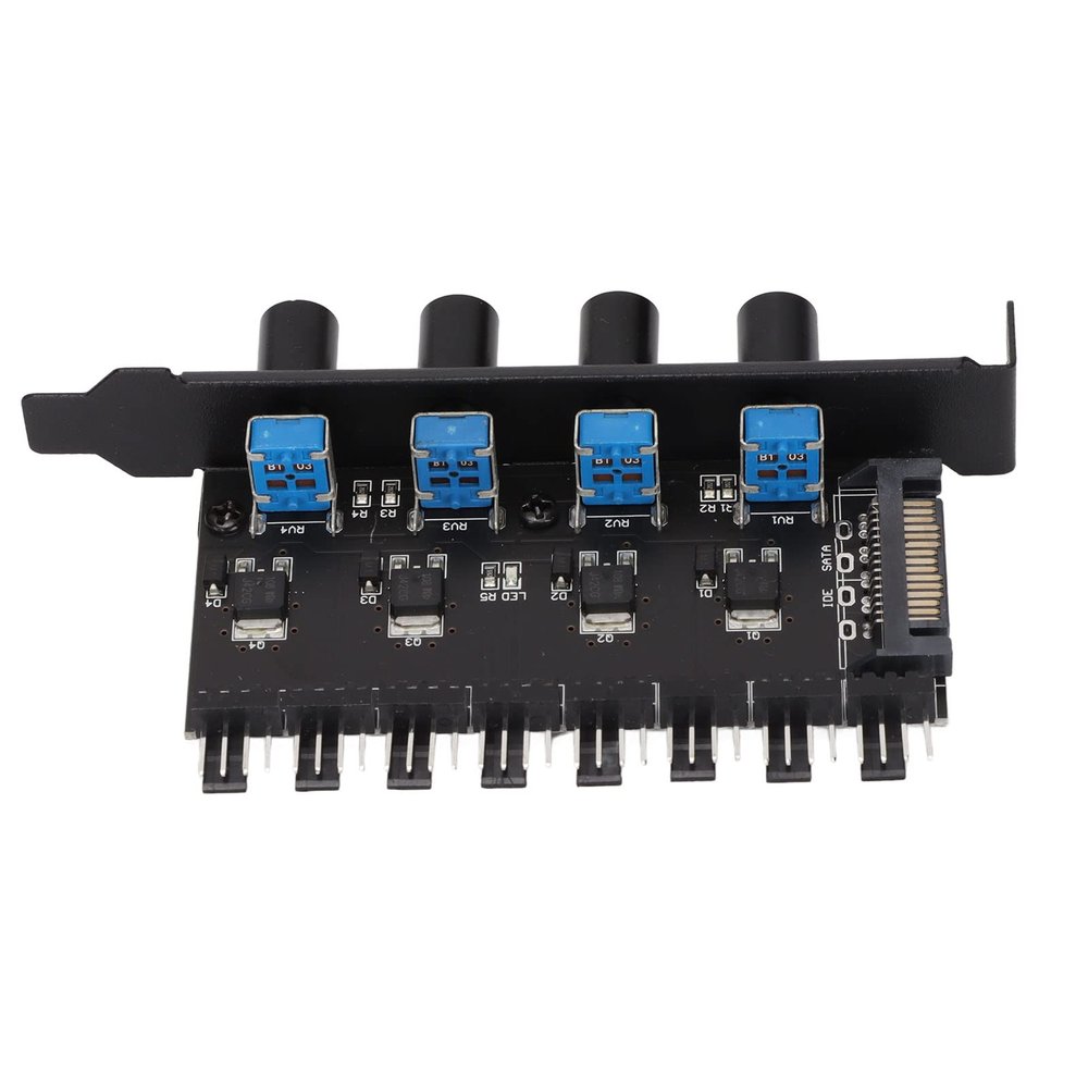 PWM Fan Hub, 8 Channel 4 Knob Speed Controller for PC Case VGA Water Cooling System, Reduce Noise Power Consumption