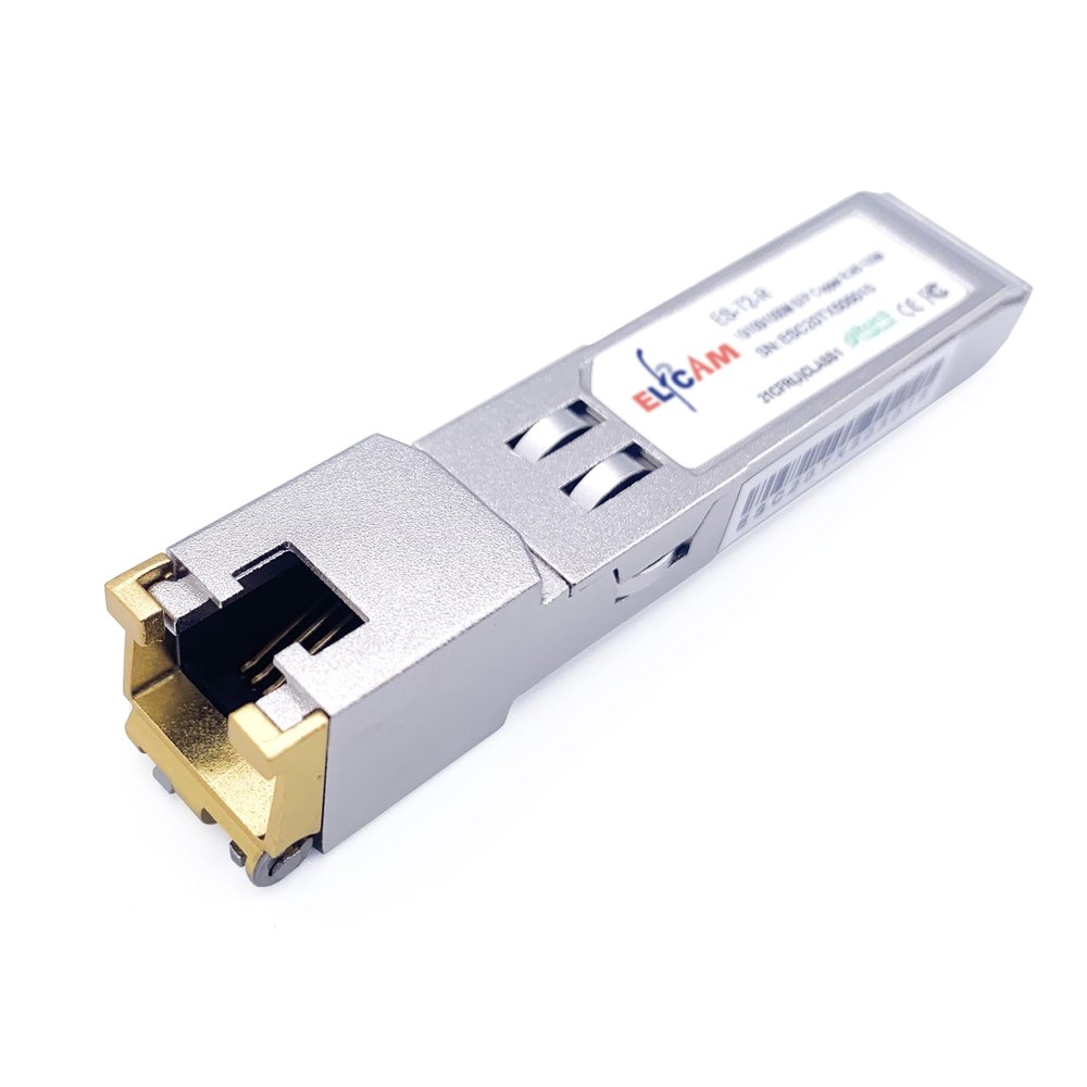 Elfcam - 10Gb SFP+ to RJ45 Copper Transceiver Module, 10Gbase-T 30m, Up to 30 Meters on Cat.6A Cat7 Cat8 Ethernet Cable, Compatible with Cisco SFP-10G-TS and Open Switch