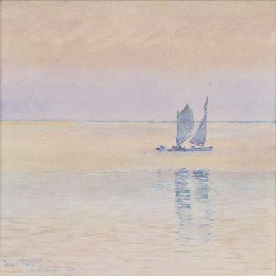 Childe Hassam : Sailboat off the Coast, Isle of Shoals : Archival Art Print