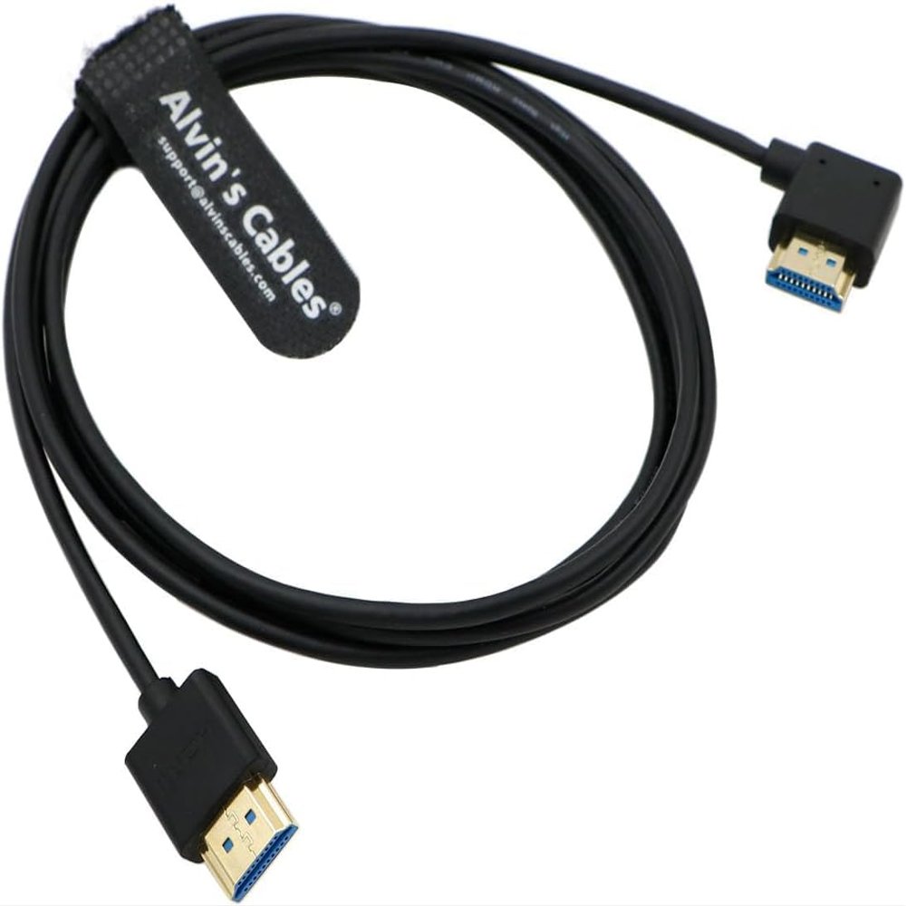 Alvin's Cables Ultra HD 8K HDMI 2.1 Cable Straight HDMI to Right Angle HDMI High Speed for Atomos Ninja V Monitor, Z CAM E2, Sony FS5| FS7| A7S3 Cameras 6.6ft|2M