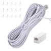 HIPATU Phone Extension Cord 66 Ft, Phone Cord Telephone Cable with Standard RJ11Plug and 2 in-Line Couplers and 25Cable Clip Holders view 1