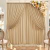 10ft x 10ft Wrinkle Free Champagne Backdrop Curtains for Parties, Polyester Photo Backdrop Drapes 2 Panels 5x10ft Cloth for Wedding Birthday Party Photography Background view 1