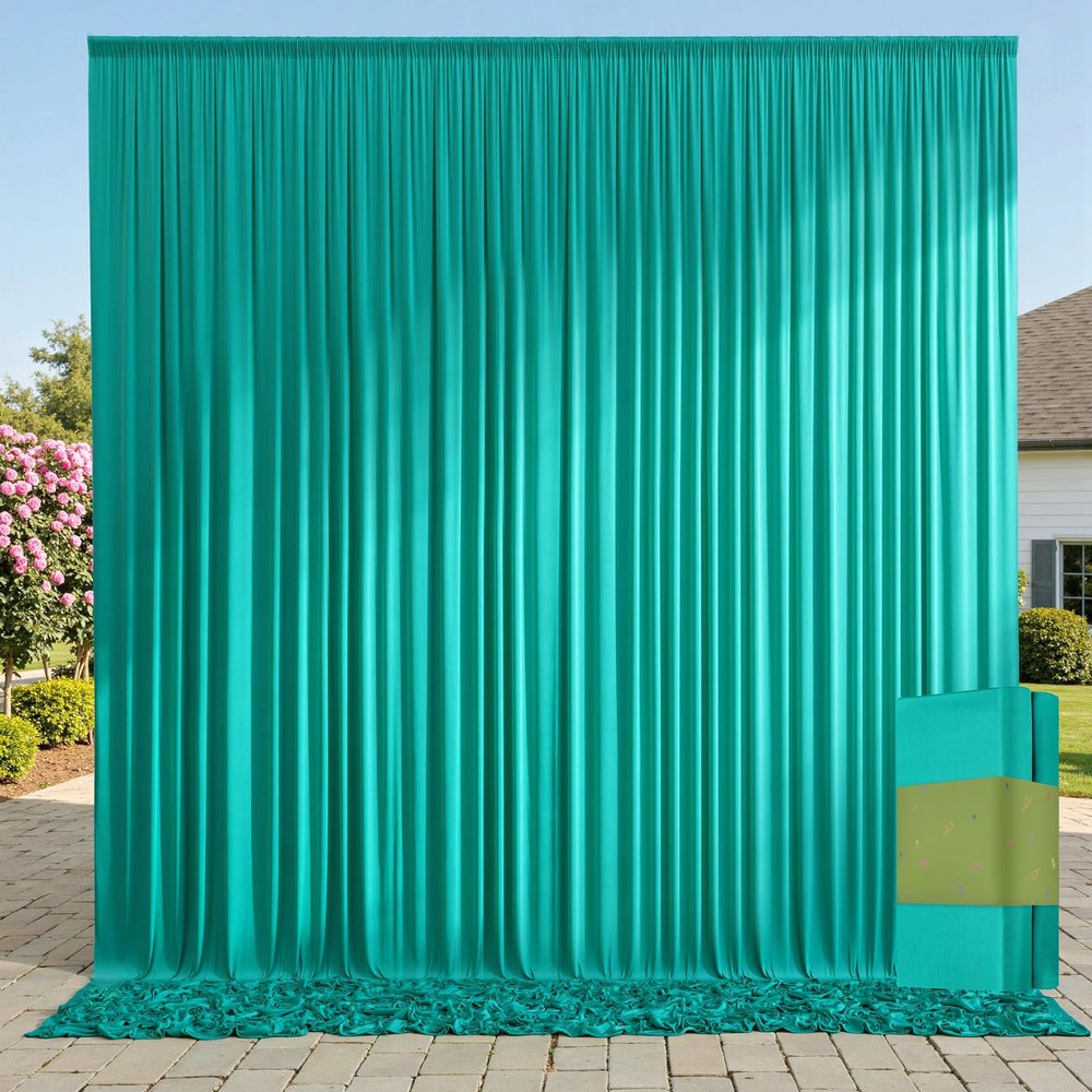 10ft x 10ft Wrinkle Free Turquoise Backdrop Curtains for Parties, Polyester Photo Backdrop Drapes 2 Panels 5x10ft for Wedding Mermaid Birthday Photography Background Party Backdrop