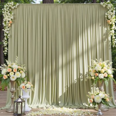 10ft x 10ft Wrinkle Free Sage Green Backdrop Curtains for Parties, Polyester Photo Backdrop Drapes 2 Panels 5x10ft for Wedding Birthday Party Photography Background Photoshoot