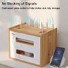 Wooden Router Shelf, Desktop WiFi Router Storage Box Modem Rack Router Cover Power Strip and Cable Management Hider Organizer for Office and Home (Cherry Wood) view 3