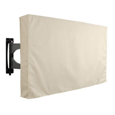 RAHBI 22 Inch to 75 Inch Outdoor TV Cover Screen Dustproof Waterproof Cover Sleeve Cover Oxford 600D Black Beige TV Box Leisurely (Color : Beige, Size : 55X58inch)