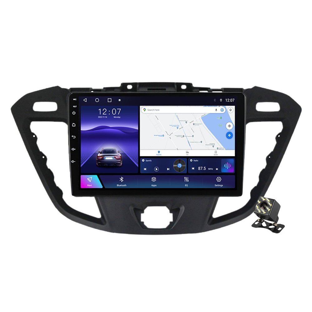 Android 12 Autoradio Car Stereo for Ford Transit Custom 2013-2018, 9" QLED Screen Multimedia Player with Carplay Auto BT Navigation GPS WiFi 4G FM RDS SWC+Backup Camera,Ts10/6+128g