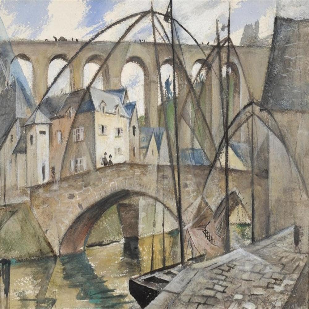 Christopher R W Nevinson : Eel Boats, Dinan : Archival Quality Art Print