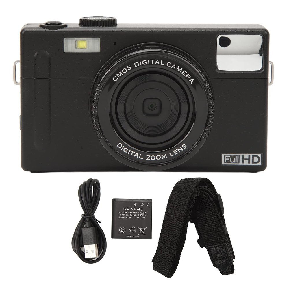 56MP Digital Camera 4K Video Resolution, Dual Screen Design, Long Battery Life, Compact Size with 3.0inch Screen for Vlogging (Black)