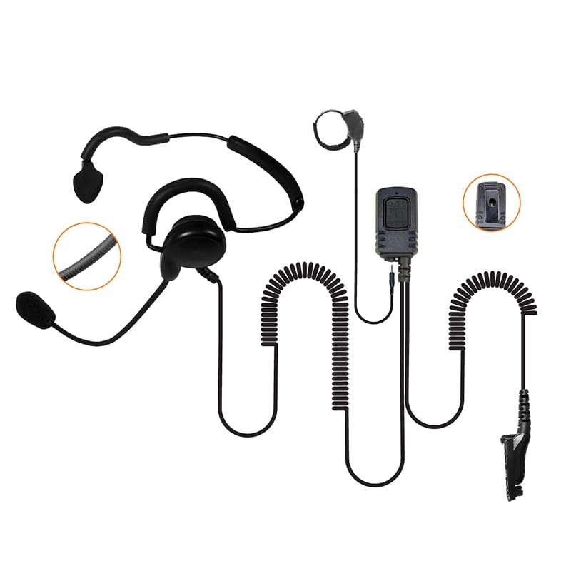 PRYME SPM-1483 Patriot Behind Head Lightweight Headset with Earphone, Noise Canceling Mic, and Wired PTT Button - Fits: MotoTRBO XPR6300/6500/6550/7550 and APX 1000/3000/4000/6000/7000/8000