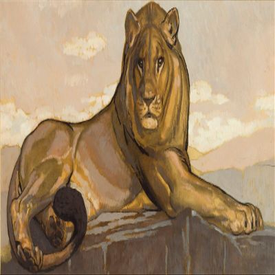 LYING LION : PAUL JOUVE : 1930 : Archival Quality Art Print