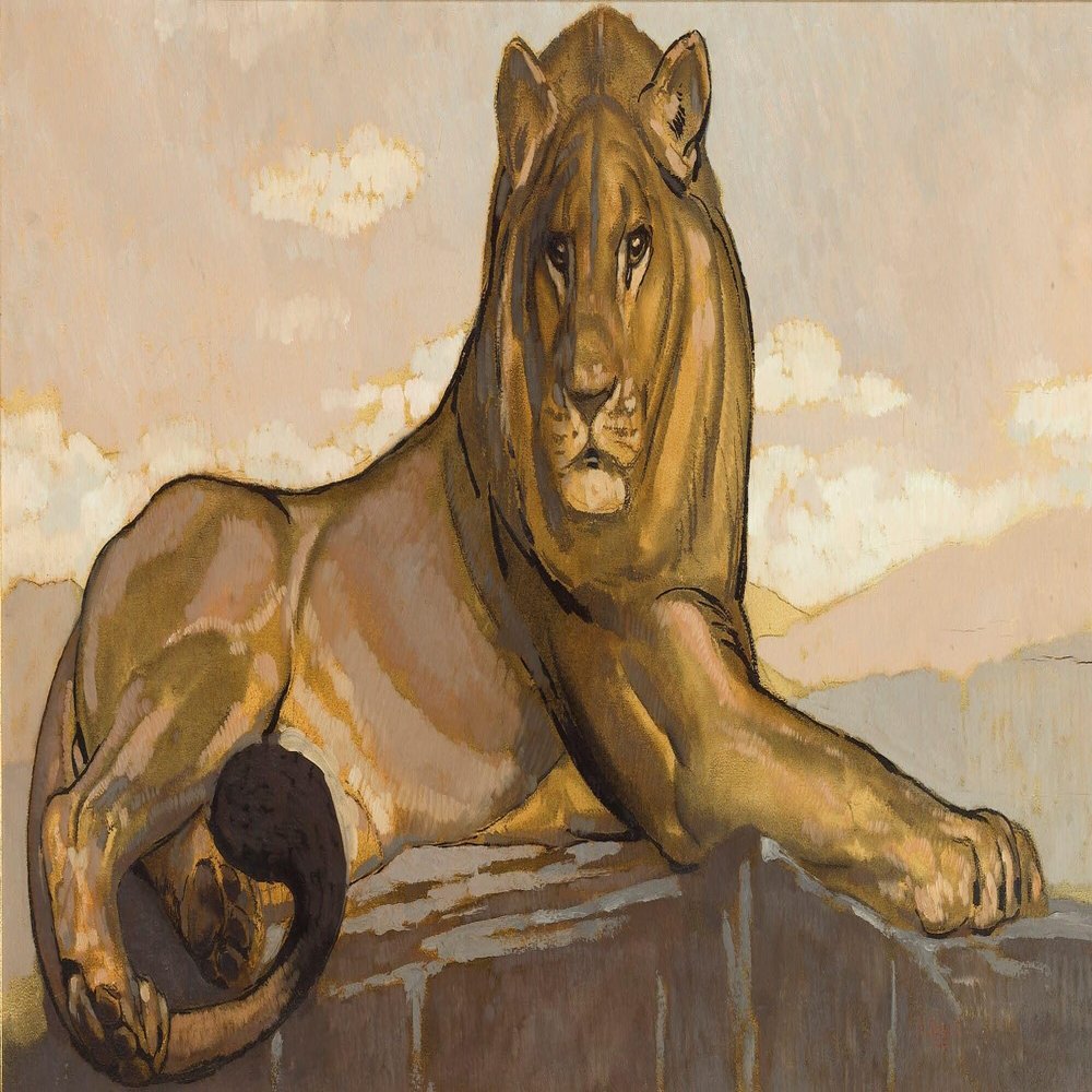 LYING LION : PAUL JOUVE : 1930 : Archival Quality Art Print