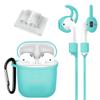 ChargeWorx 6-Piece Accessory Kit Compatible with Apple AirPods and Smartwatches (Not Included), Includes Silicone Case, Carabiner, Magnetic Safety Strap, Watch-Band Holder, and 2 Wing Tips, Mint view 1