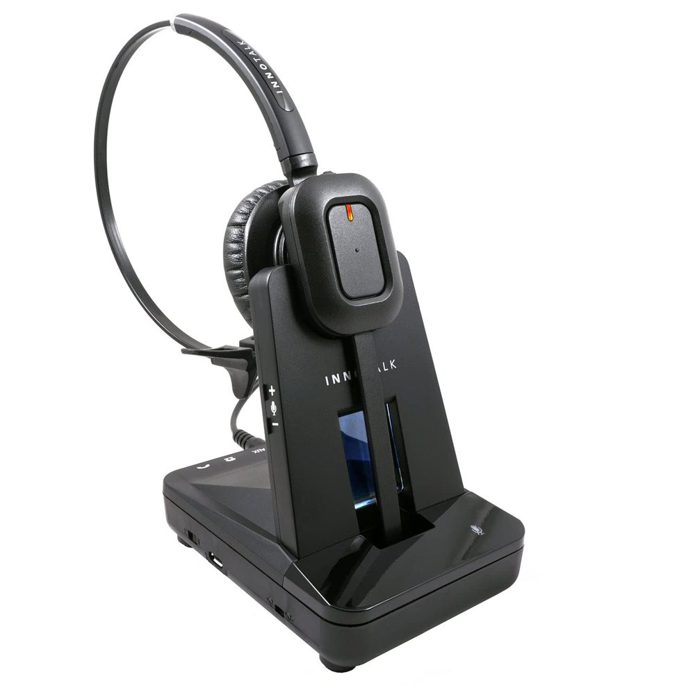 INNOTALK Remote Answering DECT Wireless Headset for Poly Polycom Edge Series Phones - Includes EHS Remote Cable | for E100, E220, E300, E320, E350, E400, E450, E500, E550 | Office & Call Center