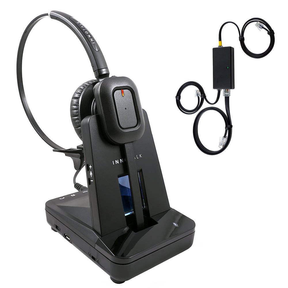 INNOTALK Remote Answering Wireless Headset for Fanvil X4, X4G, X4U, X5U, X5U-R, X6U, X7, X7C, X210, X210i Phone - Includes EHS Cable